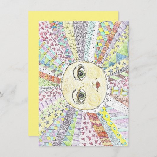 Kleurrijk, zielig, blij zonlicht - platte briefkaa bedankkaart (Voorkant / Achterkant)