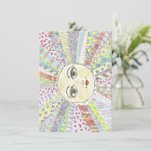 Kleurrijk, zielig, blij zonlicht - platte briefkaa bedankkaart (Staand voorkant)