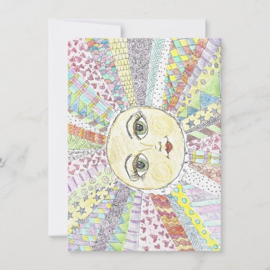 Kleurrijk, zielig, blij zonlicht - platte briefkaa bedankkaart (Voorkant)