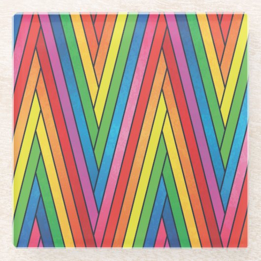 Kleurrijk Zig-Zag Stripes Onderzetter (Voorkant)
