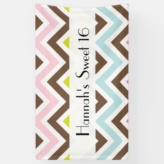 kleurrijk zigzag, Chevron, Zigzag Pattern, Sweet 1 Spandoek (Verticaal)