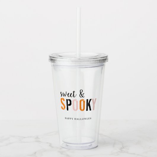 Kleurrijk zoet en woordrijk | Happy Halloween Acryl Drinkbeker (Voorkant)