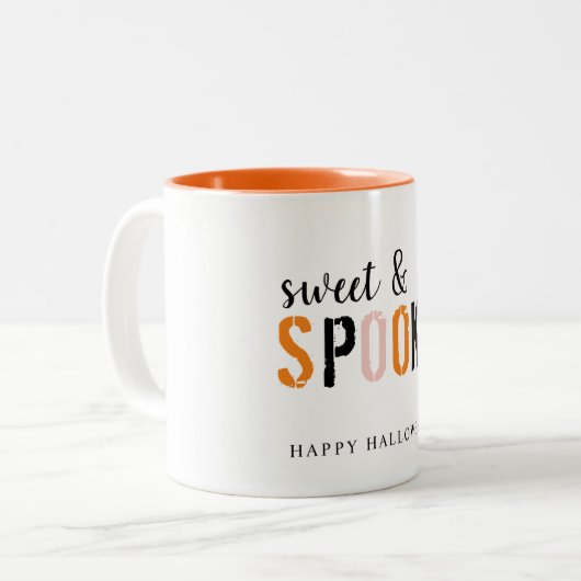 Kleurrijk zoet en woordrijk | Happy Halloween Tweekleurige Koffiemok (Voorkant links)