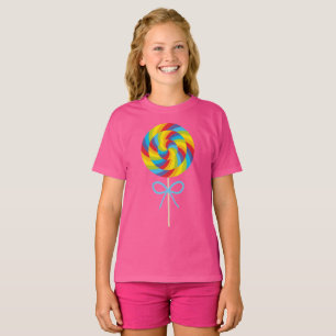 Kleurrijk Zoet Lollypop Meisjes Roze T-Shirt