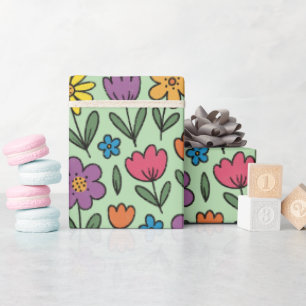 Kleurrijk Zoete Lente Bloemen Inpakpapier Rol