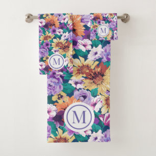 Kleurrijk zomer bloemen collage patroon bad handdoek