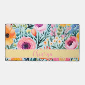 Kleurrijk zomerbloemenontwerp met naam bureaumat (Voorkant)
