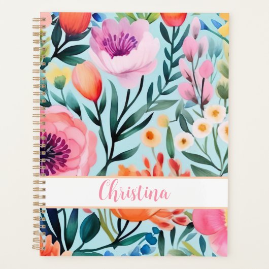 Kleurrijk zomerbloemenontwerp met naam planner (Voorkant)