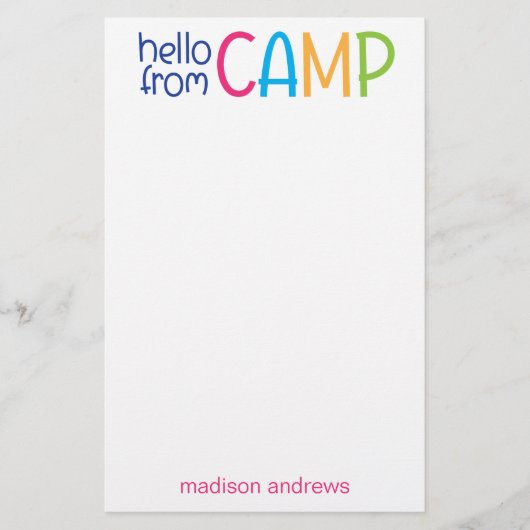 Kleurrijk zomerkamp — Aangepaste schrijfbenodigdhe Briefpapier (Voorkant)