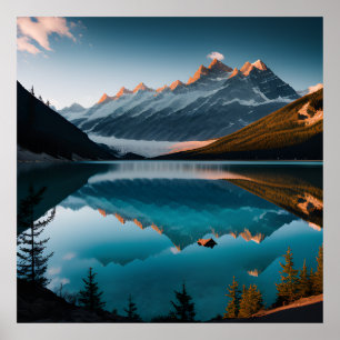 Kleurrijk zomerpanorama van het Lac Blanc meer Poster