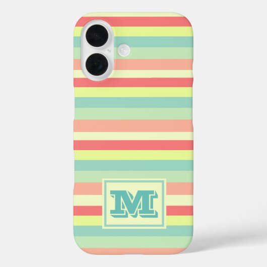 Kleurrijk zomerpastel strepen monogram Case-Mate iPhone case (Achterkant)