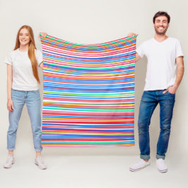 Kleurrijk zomerstrepenpatroon fleece deken