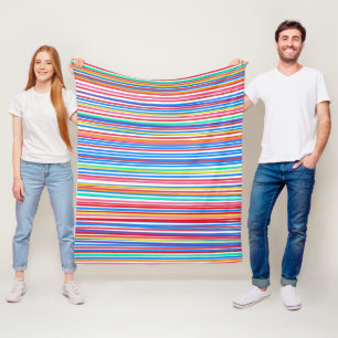 Kleurrijk zomerstrepenpatroon fleece deken