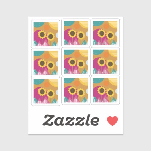 Kleurrijk zonnebloem Botanisch flessenpatroon Sticker (Vel)