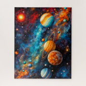 Kleurrijk Zonnestelsel Galaxy Ruimte Legpuzzel (Verticaal)