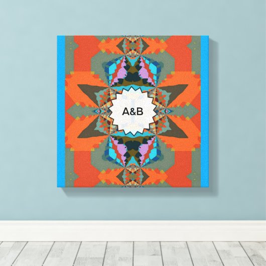 Kleurrijk Zuid-Western geometrisch patroon Canvas Afdruk (Insitu (Houten vloer))