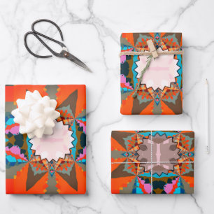 Kleurrijk Zuid-Western geometrisch patroon Inpakpapier Vel