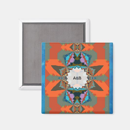 Kleurrijk Zuid-Western geometrisch patroon Magneet (Voorkant / Achterkant)