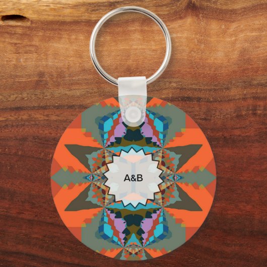 Kleurrijk Zuid-Western geometrisch patroon Sleutelhanger (Voorkant)