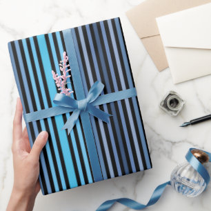Kleurrijk Zwart Blauw Winter Lente Zomer Strepen Cadeaupapier