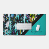 Kleurrijk + zwart chique cool marmer bureaumat (Keyboard & Muis)