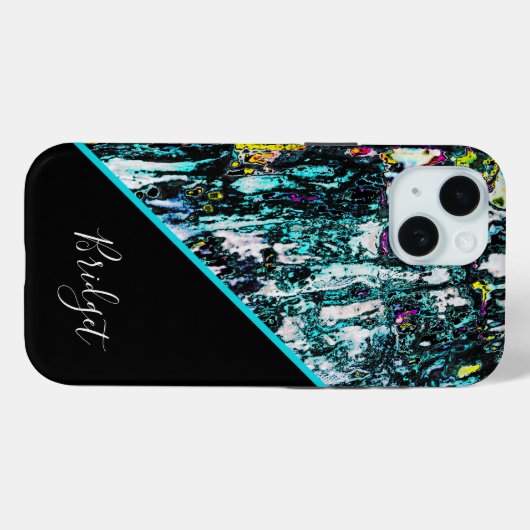 Kleurrijk + zwart chique cool marmer Case-Mate iPhone case (Achterkant (horizontaal))