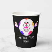 Kleurrijk zwart en wit voetbal grappig gezicht. papieren bekers (Achterkant)