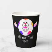 Kleurrijk zwart en wit voetbal grappig gezicht. papieren bekers (Voorkant)