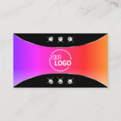 Kleurrijk zwart met zilverdecor-juwelen en Logo Visitekaartje (Voorkant)