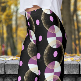 Kleurrijk zwart nucleus patroon leggings