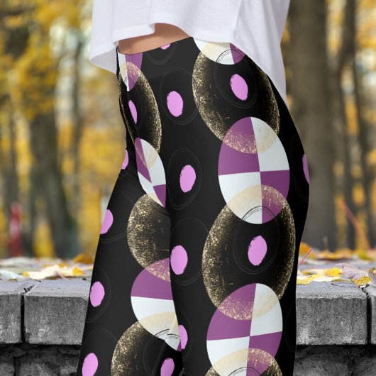 Kleurrijk zwart nucleus patroon leggings