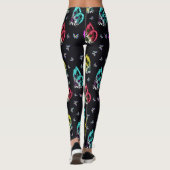 Kleurrijk zwart vlinder patroon ontwerp leggings (Achterkant)