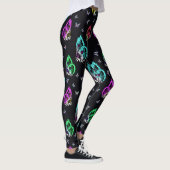 Kleurrijk zwart vlinder patroon ontwerp leggings (Rechts)