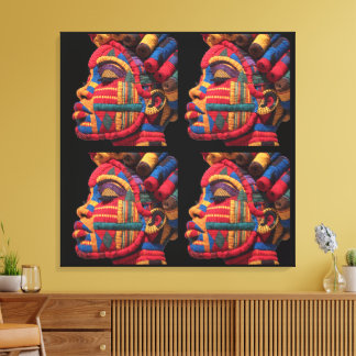 Kleurrijk zwart vrouwen gezicht in quiltstof canvas afdruk