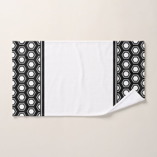Kleurrijk zwart-wit zeshoekig patroon bad handdoek (Handdoek)