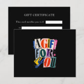 Kleurrijk Zwart Zakelijk Cadeaubon (Voorkant / Achterkant)
