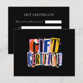 Kleurrijk Zwart Zakelijk Cadeaubon (Voorkant / Achterkant)