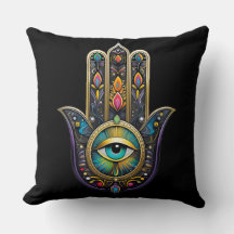 Kleurrijk Zwarte Gouden Hamsa met Turquoise Derde