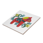 Kleurrijk Zweeds Dala Horse Rechts Tegeltje (Zijkant)