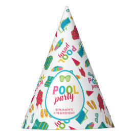 Kleurrijk Zwembad Feest Verjaardag Zomer Cute Feesthoedjes