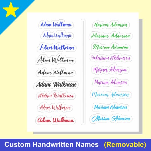 Kleurrijke 18 Labels, handgeschreven scriptnaamsti Sticker