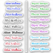 Kleurrijke 18 Labels, handgeschreven scriptnaamsti Sticker (Voorkant)