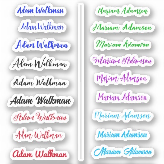 Kleurrijke 18 Labels, handgeschreven scriptnaamsti Sticker (Voorkant)