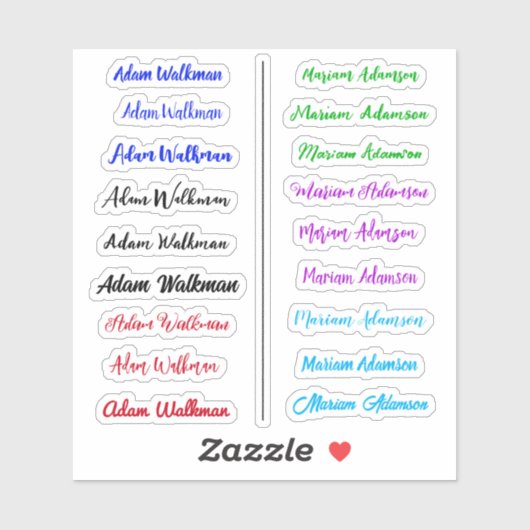 Kleurrijke 18 Labels, handgeschreven scriptnaamsti Sticker (Vel)