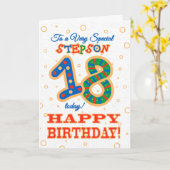 Kleurrijke 18e verjaardag voor Special Stepson Kaart (Gele Bloem)