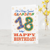 Kleurrijke 18e verjaardag voor speciale kleinzoon kaart (Gele Bloem)