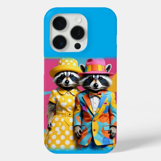Kleurrijke 1960's mod raccoons Case-Mate iPhone case (Achterkant)