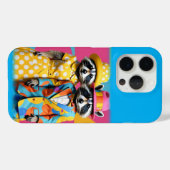 Kleurrijke 1960's mod raccoons Case-Mate iPhone case (Achterkant (horizontaal))