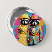 Kleurrijke 1960's mod raccoons ronde button 7,6 cm (Voorkant /achterkant)