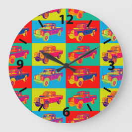 Kleurrijke 1971 Land Rover Pickup Truck Pop Art Grote Klok